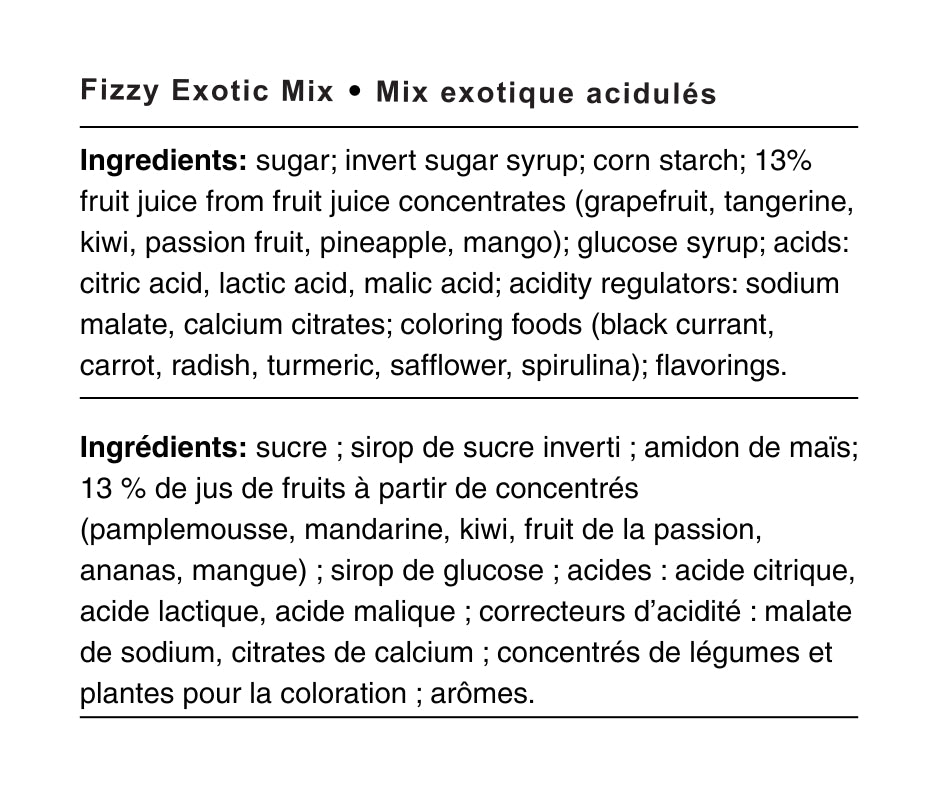 Ingredients - Mix exotique acidulés
