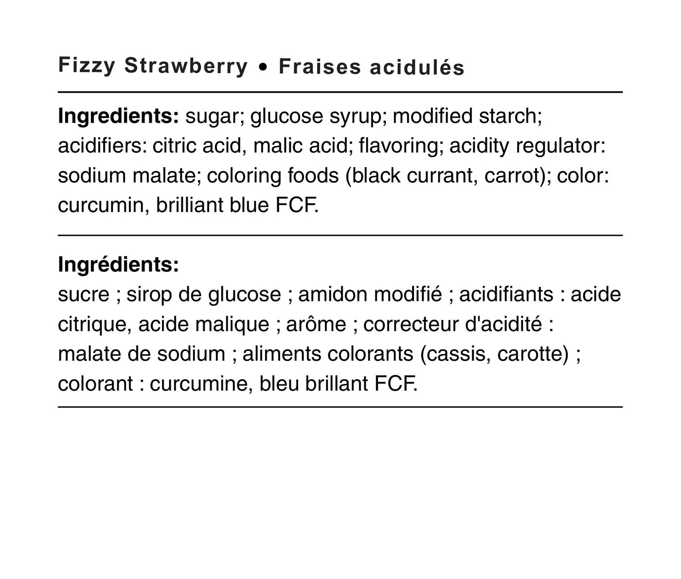 Ingredients - Fraises acidulés
