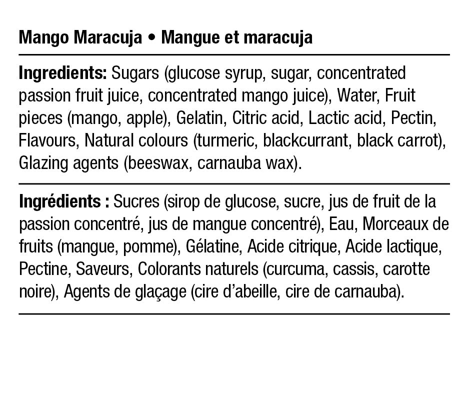 Ingredients - Mango Maracuja
