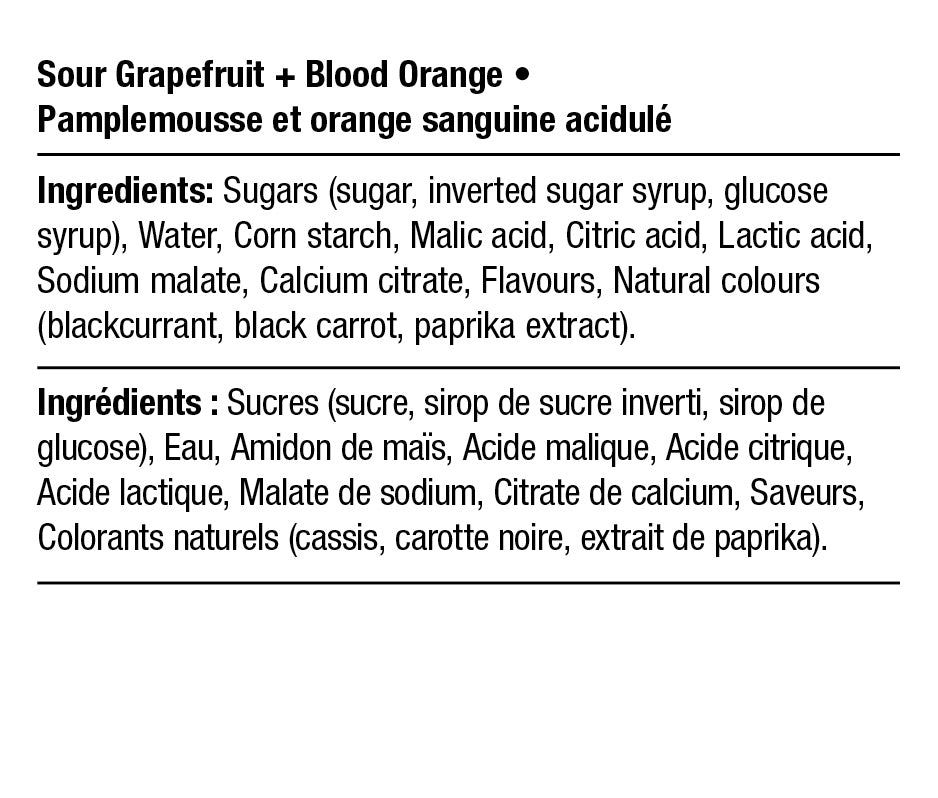 Ingredients - Vegan Sour Grapefruit Blood Orange