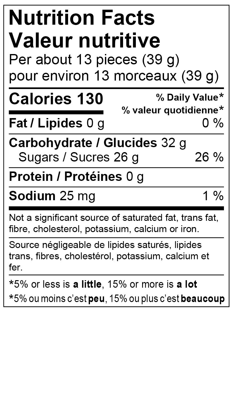 Nutrition Facts - Vegan Sour Grapefruit Blood Orange