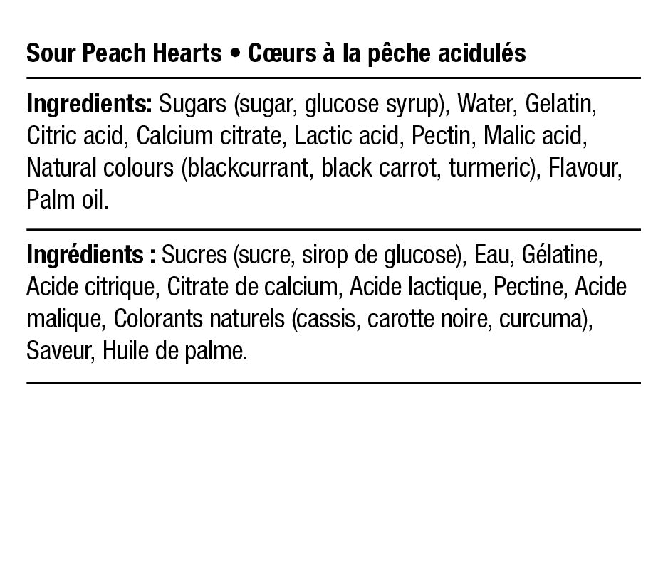 Ingredients - Coeurs à la Pêche Acidulés
